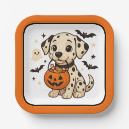 Halloween Dalmatiner Dog Trick oder Tree Pappteller