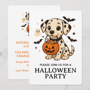 Halloween Dalmatiner Hundtrick oder Treat Party Einladung
