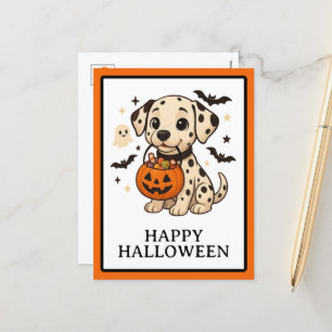 Halloween Dalmatiner Hundtrick oder Treat Party Feiertagspostkarte