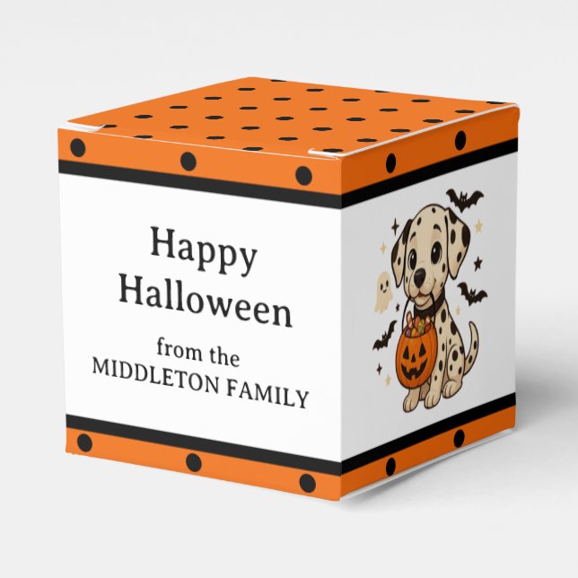 Halloween Dalmatiner Hundtrick oder Treat Party Geschenkschachtel (Vorderseite)