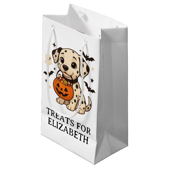 Halloween Dalmatiner Hundtrick oder Treat Party Kleine Geschenktüte (Vorderseite Schrägansicht)