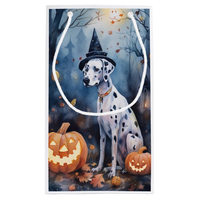 Halloween-Dalmatinie mit Pumpkins Beängstigend Kleine Geschenktüte (Rückseite)