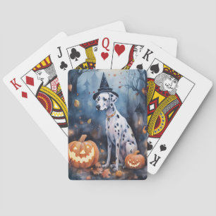 Halloween-Dalmatinie mit Pumpkins Beängstigend Spielkarten