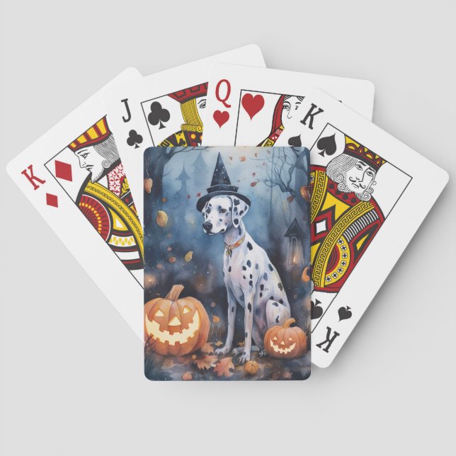 Halloween-Dalmatinie mit Pumpkins Beängstigend Spielkarten (Rückseite)