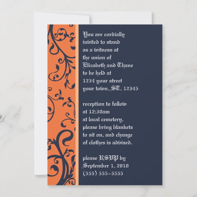 Halloween Damask Einladung (Vorderseite)