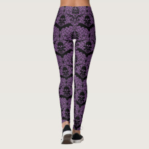 Halloween-Damast lila Leggings