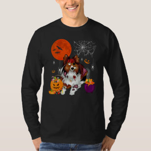 Halloween Damen Shetland Sheepdog Gruseliger Zombi T-Shirt