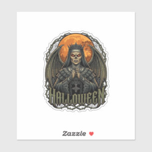 Halloween Dämon Nonnen Krone Flügel Orange Mond_1 Aufkleber