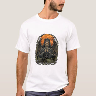 Halloween Dämon Nonnen Krone Flügel Orange Mond_1 T-Shirt