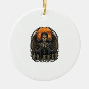 Halloween-Dämonen-Nonne-Kronen-Flügel-Oranger Mond Keramik Ornament
