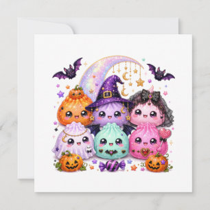 Halloween-Dämpfchen-Quetschies Viral Kawaii Kürbis Karte