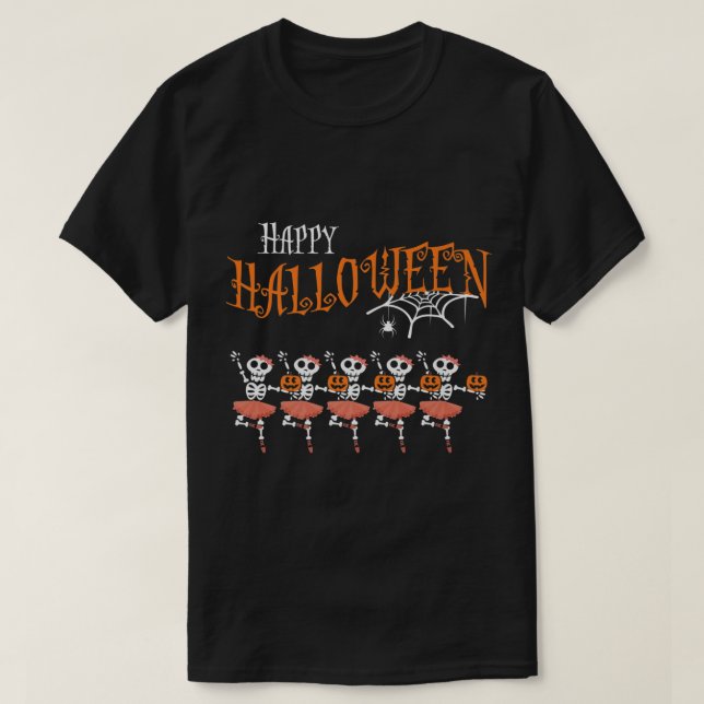 Halloween Dancing Ballet Skeleton Ballerina Costum T-Shirt (Design vorne)