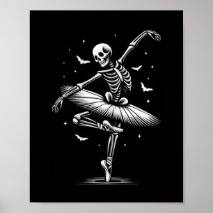 Halloween Dancing Llet T-Shirt Skeleton Llerina Poster