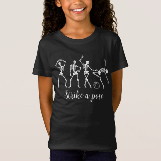 Halloween Dancing Skeleton Anpassen Funny Text T-Shirt (Vorderseite)