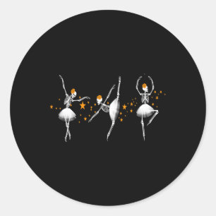 Halloween Dancing Skeleton Ballerina Ballerina Bal Runder Aufkleber