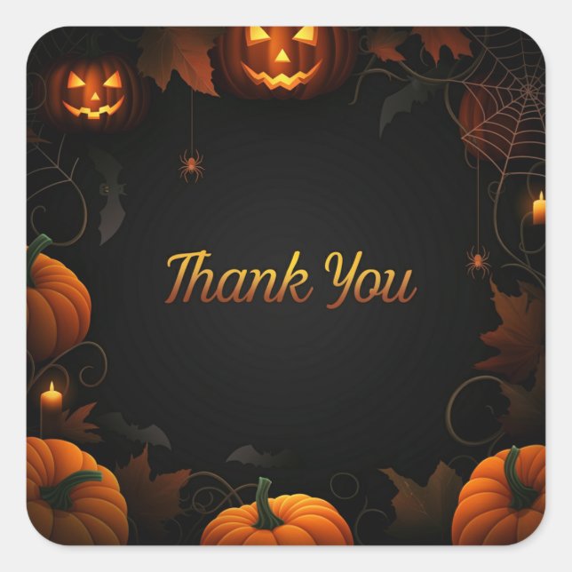 Halloween "Danke" Quadratischer Aufkleber (Vorderseite)