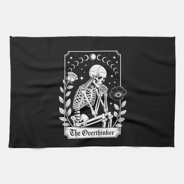 Halloween Dark Gothic Skeleton Overthinker Geschirrtuch (Horizontal)