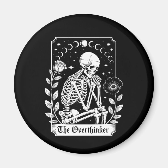 Halloween Dark Gothic Skeleton Overthinker Magnet (Vorne)