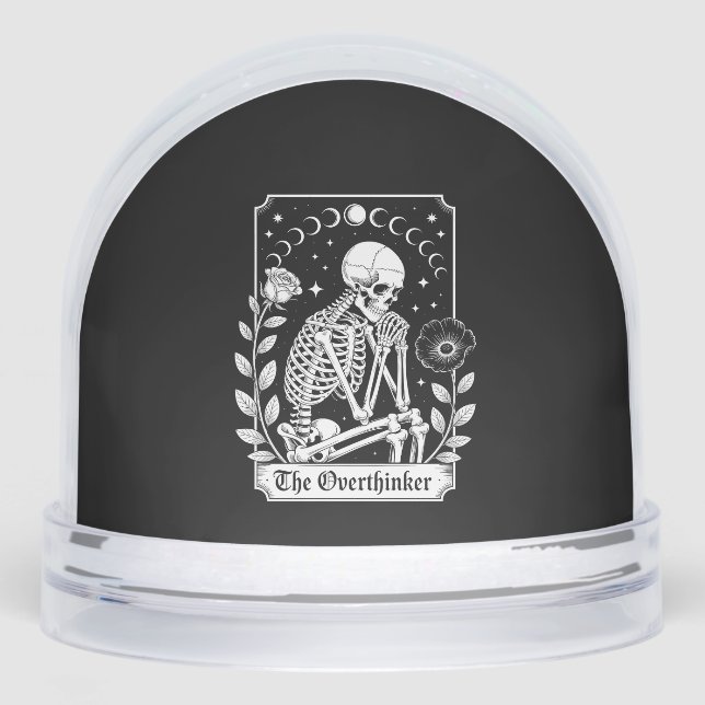 Halloween Dark Gothic Skeleton Overthinker Schneekugeln (Vorderseite)