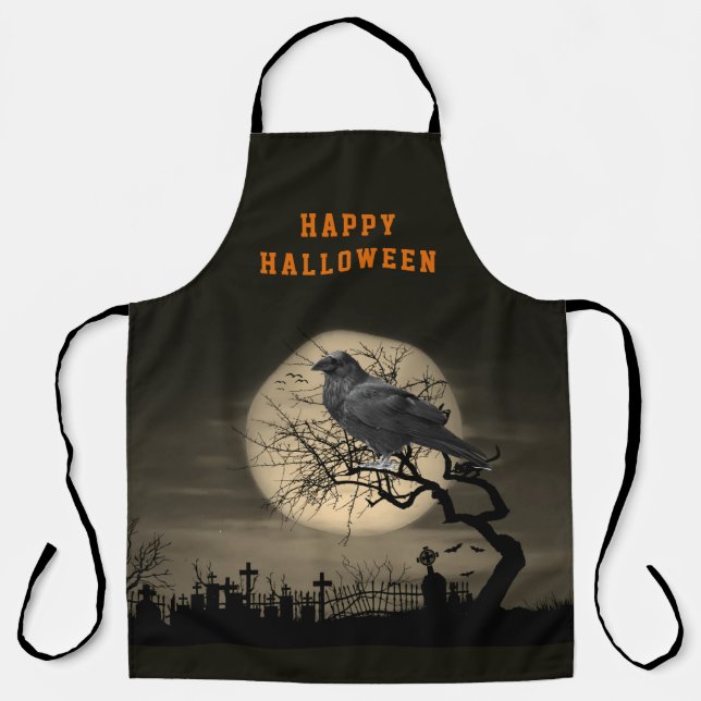 Halloween Dark Raven Gothic Schürze (Vorderseite)