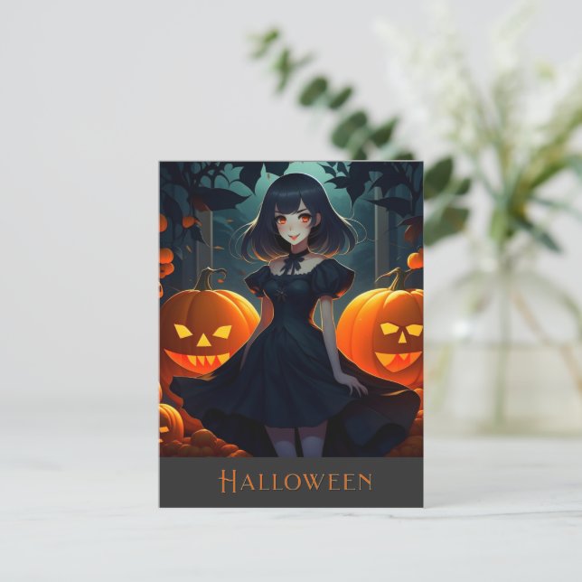 HALLOWEEN DARK VAMPIRE PRINCESS POSTKARTE (Stehend Vorderseite)