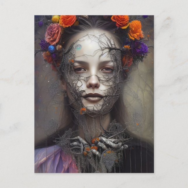 Halloween Day of the Dead Goddess Postcard Postkarte (Vorderseite)