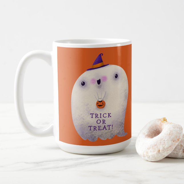 Halloween Decke Trick oder Treat Niedlich Spooky G Kaffeetasse (Mit Donut)