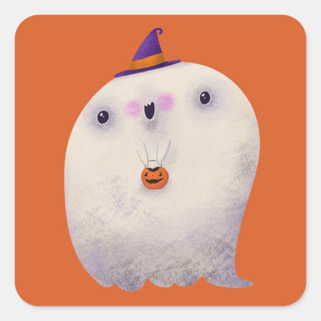 Halloween Decke Trick oder Treat Niedlich Spooky G Quadratischer Aufkleber (Vorderseite)