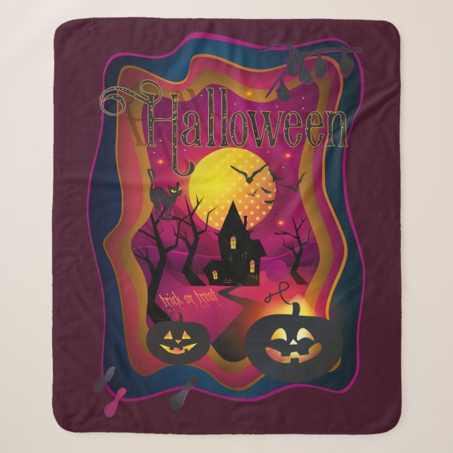 Halloween Decoration Leckerei oder Trick Monster Sherpadecke (Vorderseite)