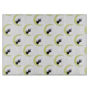 Halloween Decorative Glass Cutting Board/Black Cat Schneidebrett