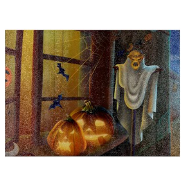 Halloween Decorative Glass Cutting Board/Ghost Schneidebrett (Vorderseite)