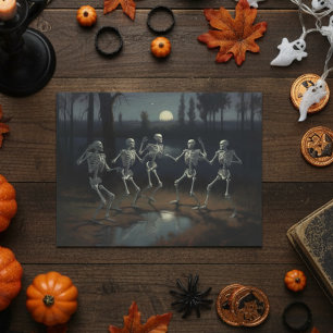 Halloween-Dekoupage tanzende Skelette Postkarte