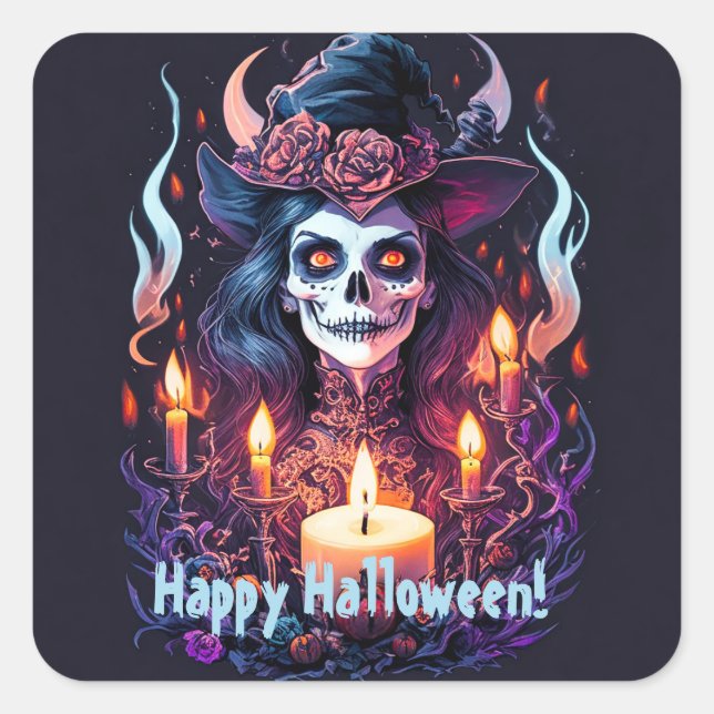 Halloween Deligh Happy Halloween Quadratischer Aufkleber (Vorderseite)