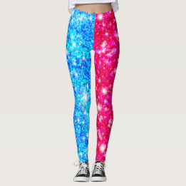 Halloween Demi-rouge et Demi-bleu séquin Leggings
