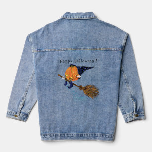 Halloween Denim Jacket Funny sorcier Citrouille vo