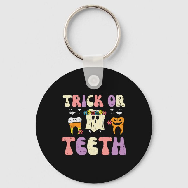 Halloween Dentist Trick oder Zähne Zahnstochkosten Schlüsselanhänger (Vorderseite)