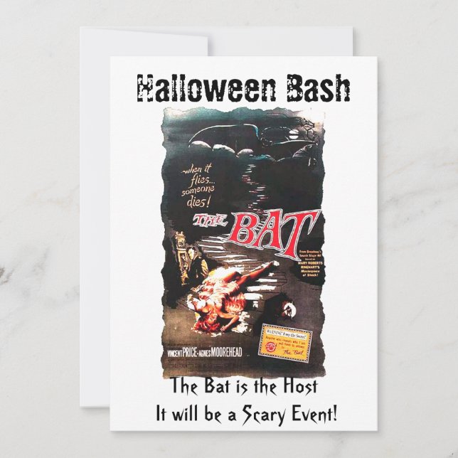 Halloween Der Bat Vincent Price Movie Poster Inviv Einladung (Vorderseite)