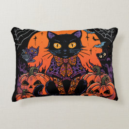 Halloween,Der Kürbisfeld Streuner ,Schwarze Katze Dekokissen