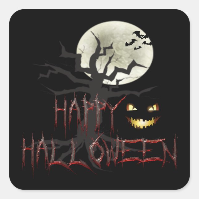 Halloween Design 2 Quadratischer Aufkleber (Vorderseite)