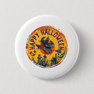 Halloween-Design Frohes Halloween Hexe Button