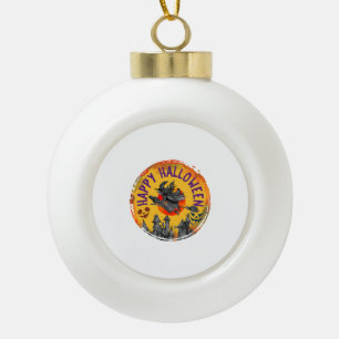 Halloween-Design Frohes Halloween Hexe Keramik Kugel-Ornament