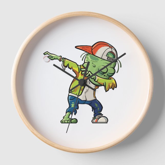 Halloween Design für Baseballliebhaber Uhr (Vorderseite)
