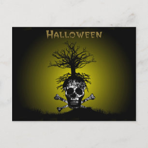 Halloween Design mit Skull und Spooky Tree Postkarte