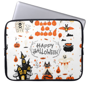 Halloween Designelemente. Halloween-Cliparts mit Laptopschutzhülle