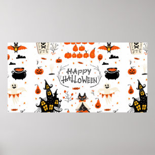 Halloween Designelemente. Halloween-Cliparts mit Poster