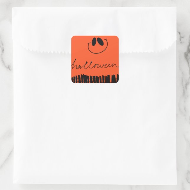 Halloween-Designs in Orange Quadratischer Aufkleber (Tasche)