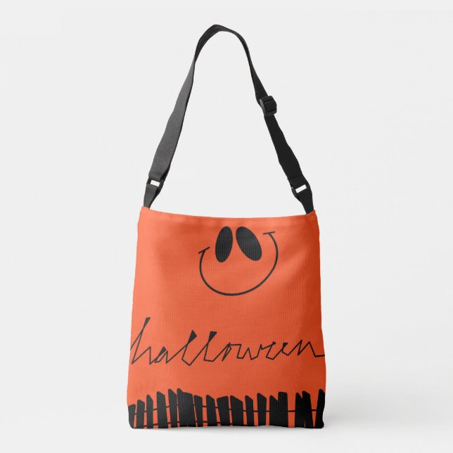Halloween-Designs in Orange Tragetaschen Mit Langen Trägern (Rückseite)