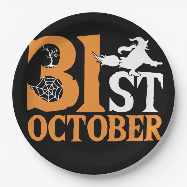 Halloween-Designtypografie Vintag Pappteller (Vorderseite)