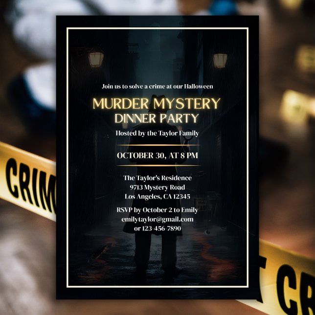 Halloween Detective Mystery Dinner Party Einladung (Halloween Detective Murder Mystery Dinner Party Invite)