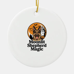 Halloween Deutscher Schäferhund Gruseliger Mond Hu Keramik Ornament
